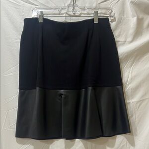 Elegant Black Skirt with Faux Leather Trim